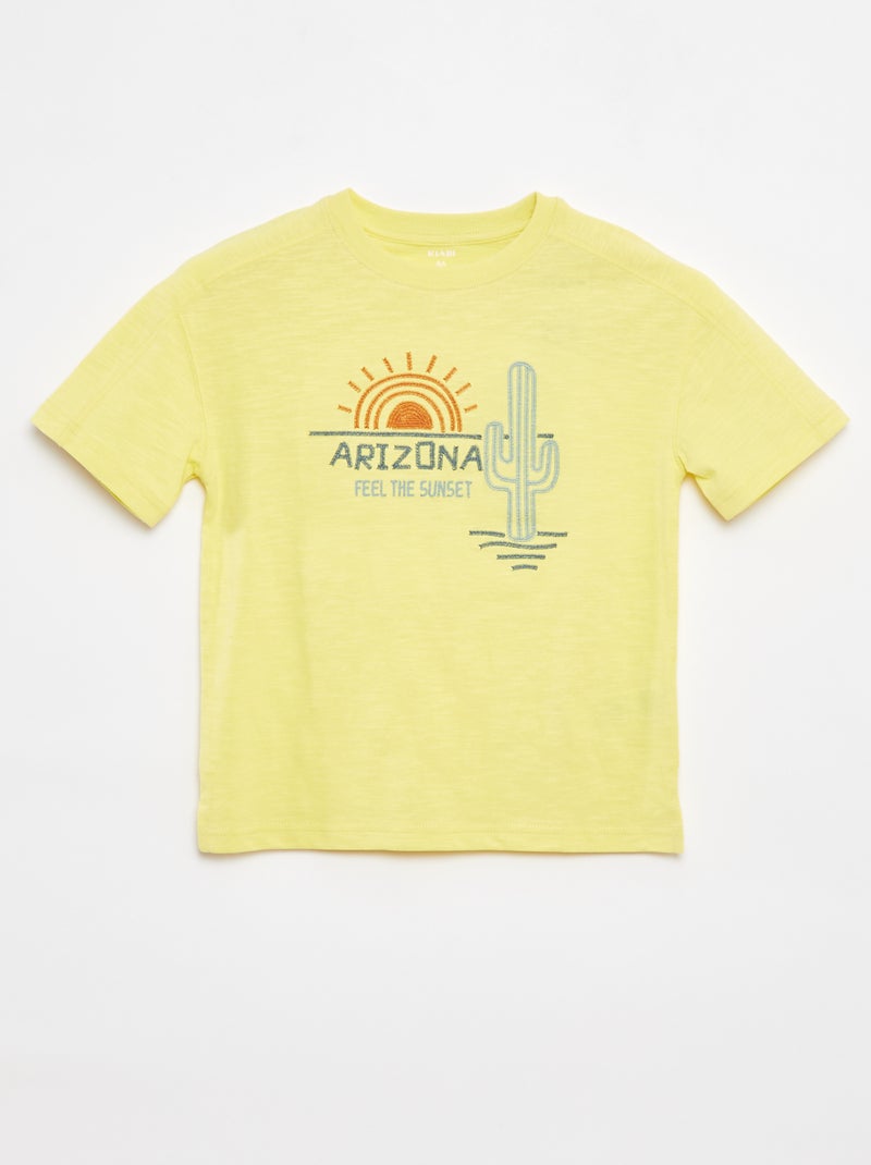 T-shirt com recortes e bordados de fantasia Amarelo - Kiabi