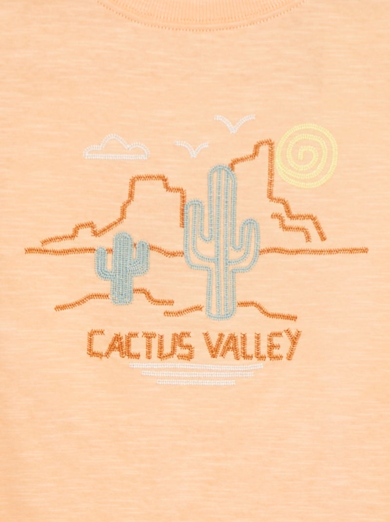 T-shirt com recortes e bordados de fantasia Laranja - Kiabi