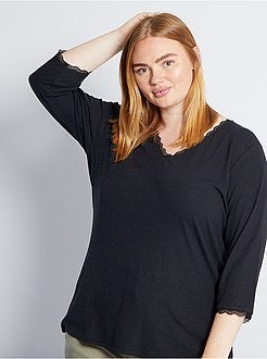 T-shirt com renda - Kiabi