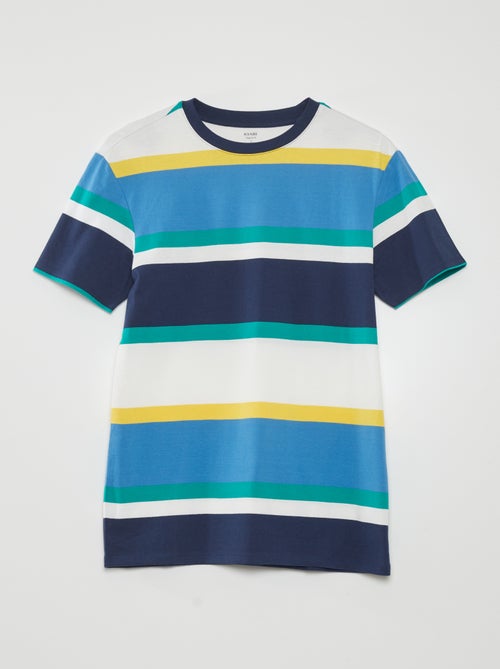 T-shirt com riscas largas coloridas - Kiabi