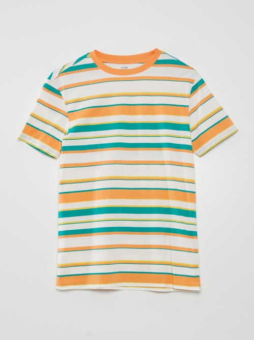 T-shirt com riscas largas coloridas - Kiabi