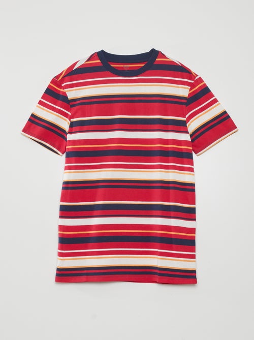 T-shirt com riscas largas coloridas - Kiabi