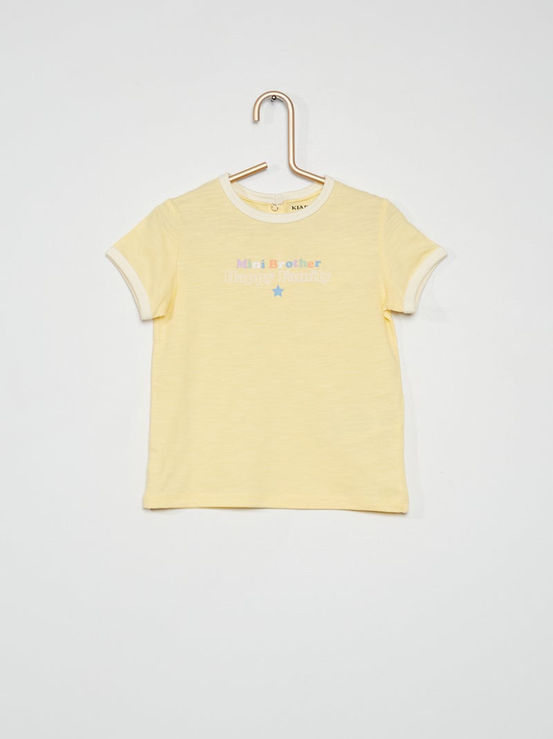 T-shirt com texto em jersey AMARELO - Kiabi