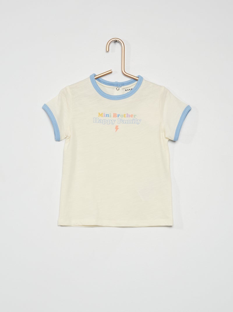 T-shirt com texto em jersey BEGE - Kiabi
