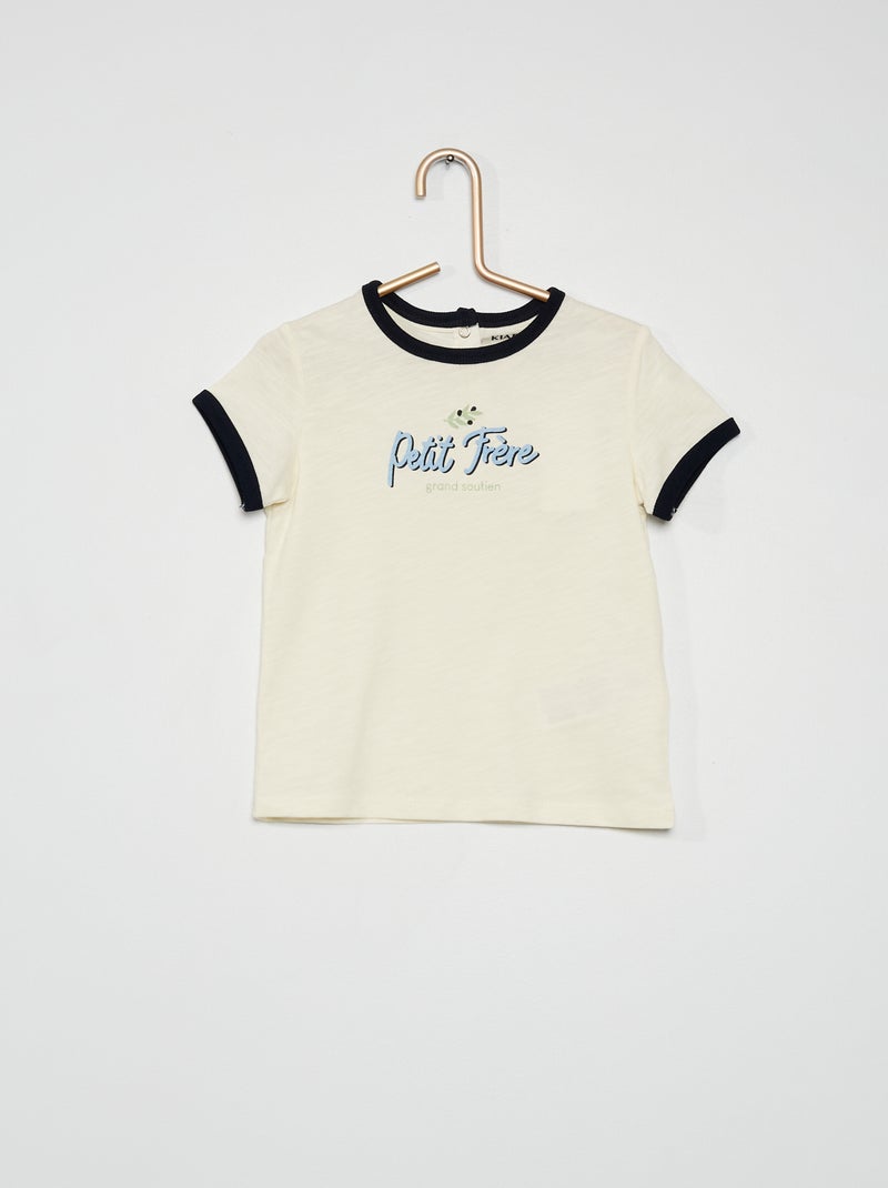 T-shirt com texto em jersey BRANCO - Kiabi