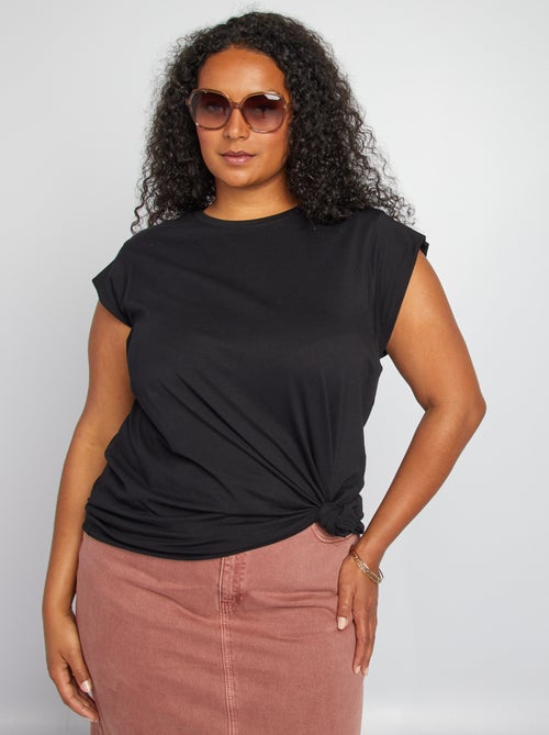 T-shirt comprida com gola redonda e corte quadrado - Kiabi