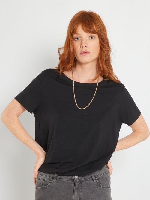T-shirt comprida com gola redonda - Kiabi
