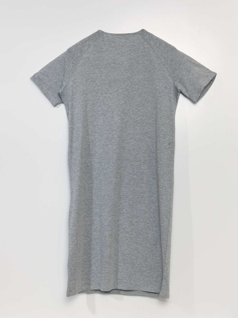 T-shirt comprida com molas nos ombros - coleção fácil de vestir CINZA - Kiabi