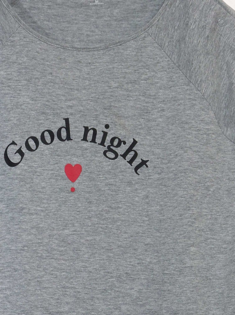 T-shirt comprida com molas nos ombros - coleção fácil de vestir CINZA - Kiabi