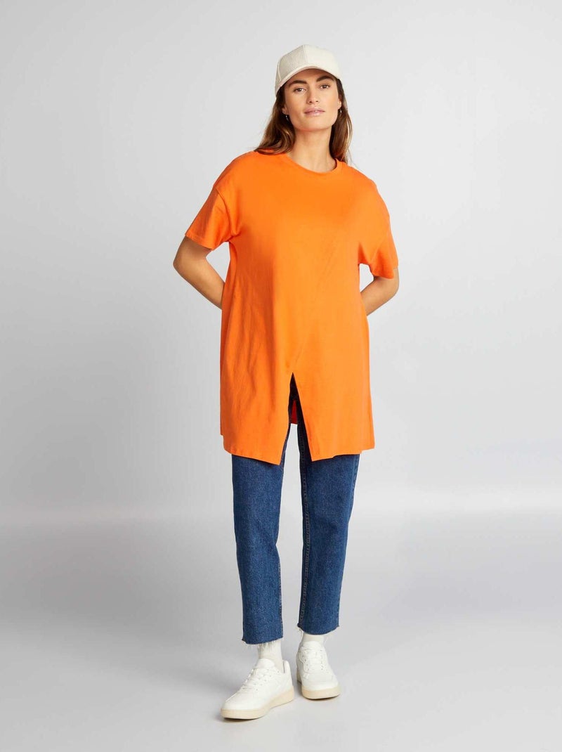 T-shirt comprida em jersey LARANJA - Kiabi
