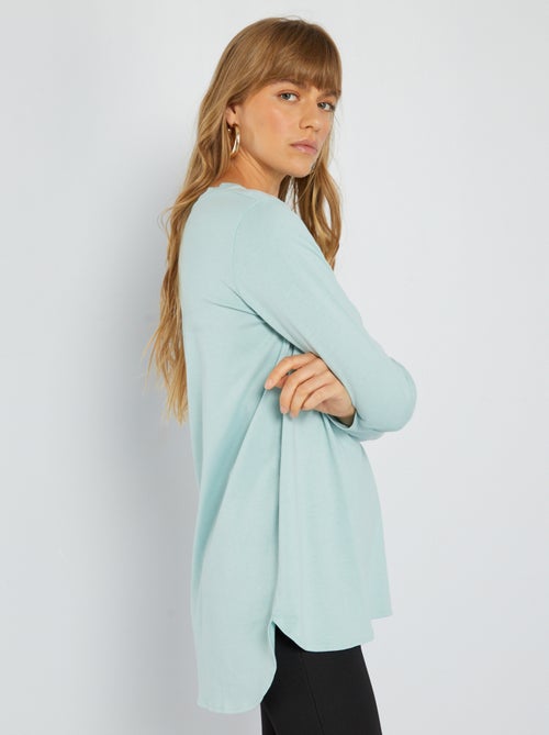 T-shirt comprida em jersey lisa - Kiabi