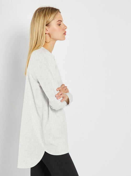 T-shirt comprida em jersey lisa - Kiabi
