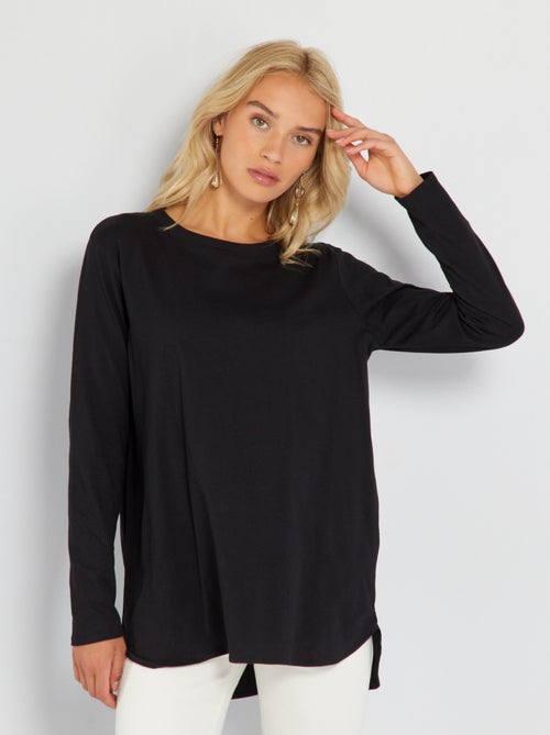 T-shirt comprida em jersey lisa - Kiabi