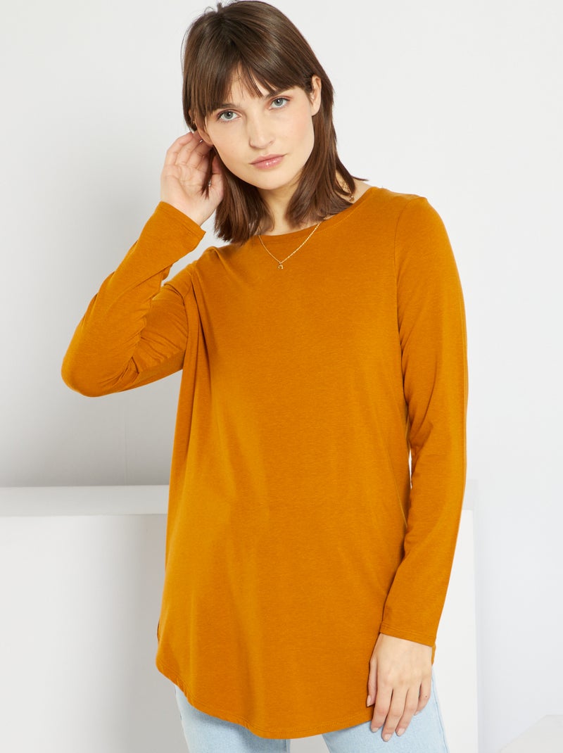 T-shirt comprida lisa AMARELO - Kiabi