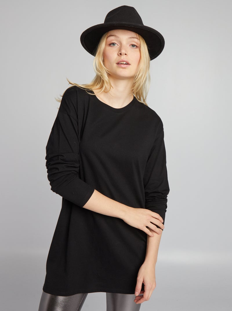 T-shirt comprida PRETO - Kiabi