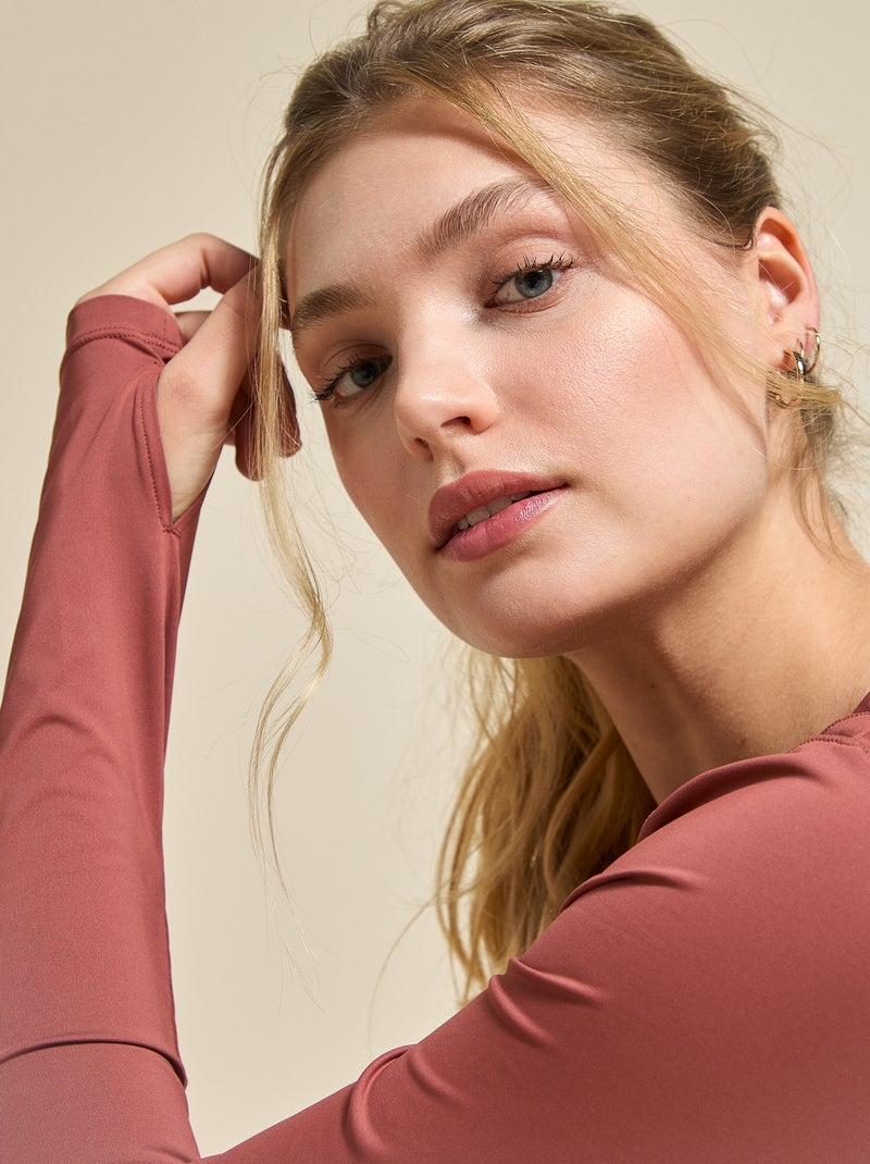 T-shirt comprido fluido - (ekstract) Castanho - Kiabi