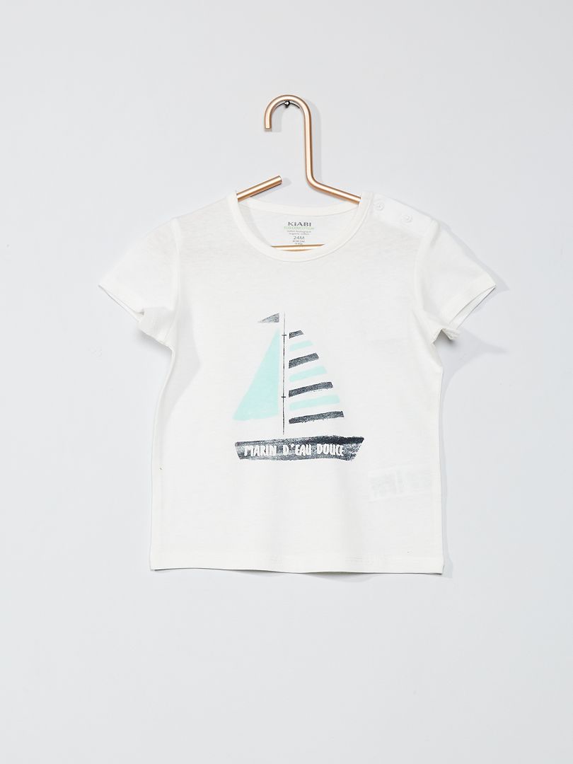 T-shirt 'concebida ecologicamente' BRANCO - Kiabi
