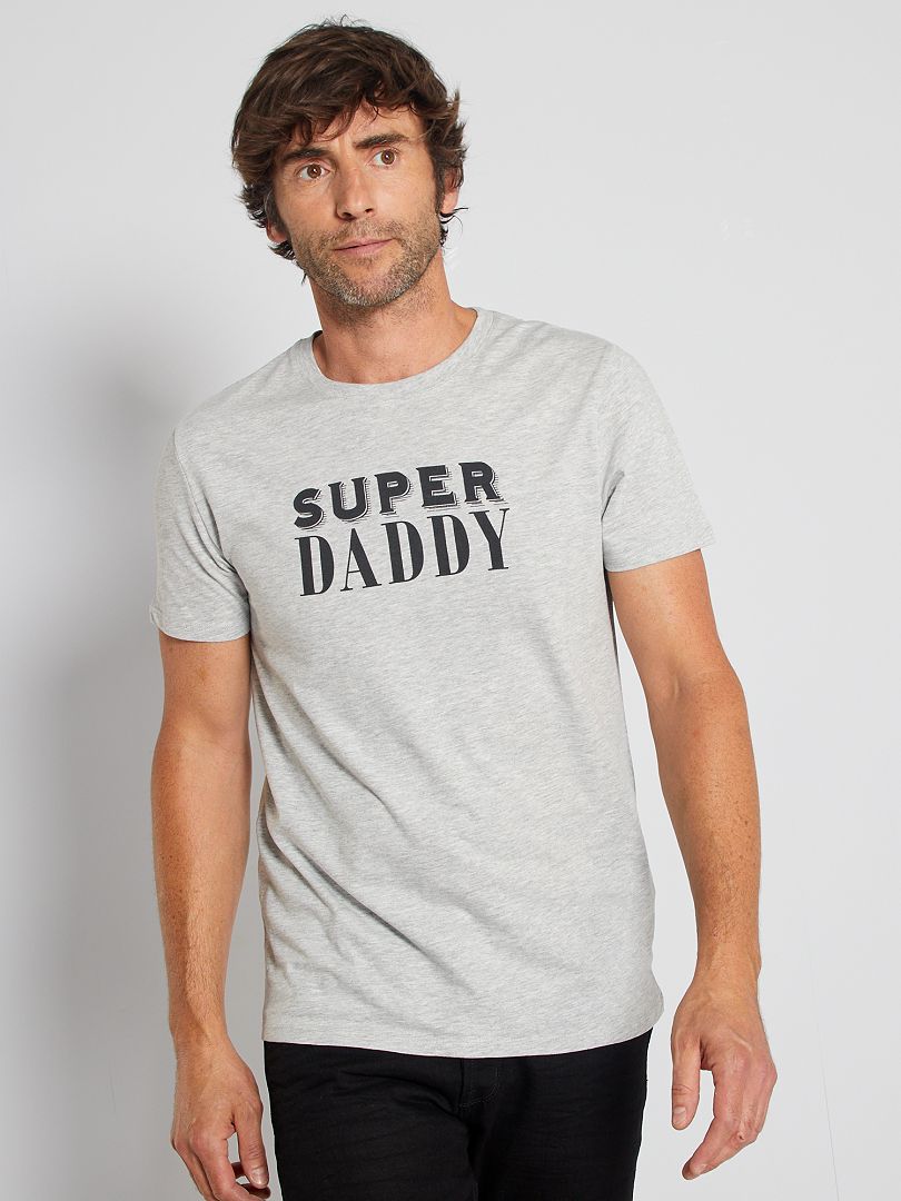 T-shirt concebida ecologicamente 'Super Daddy' CINZA - Kiabi