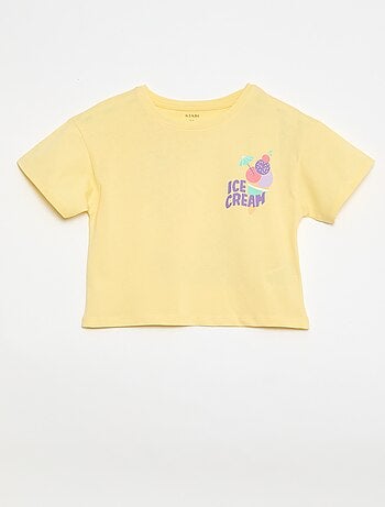 T-shirt corte folgado com estampado nas costas e no peito