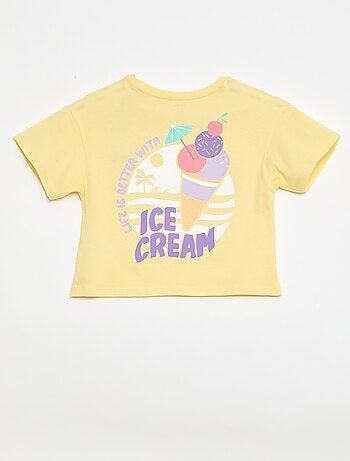 T-shirt corte folgado com estampado nas costas e no peito
