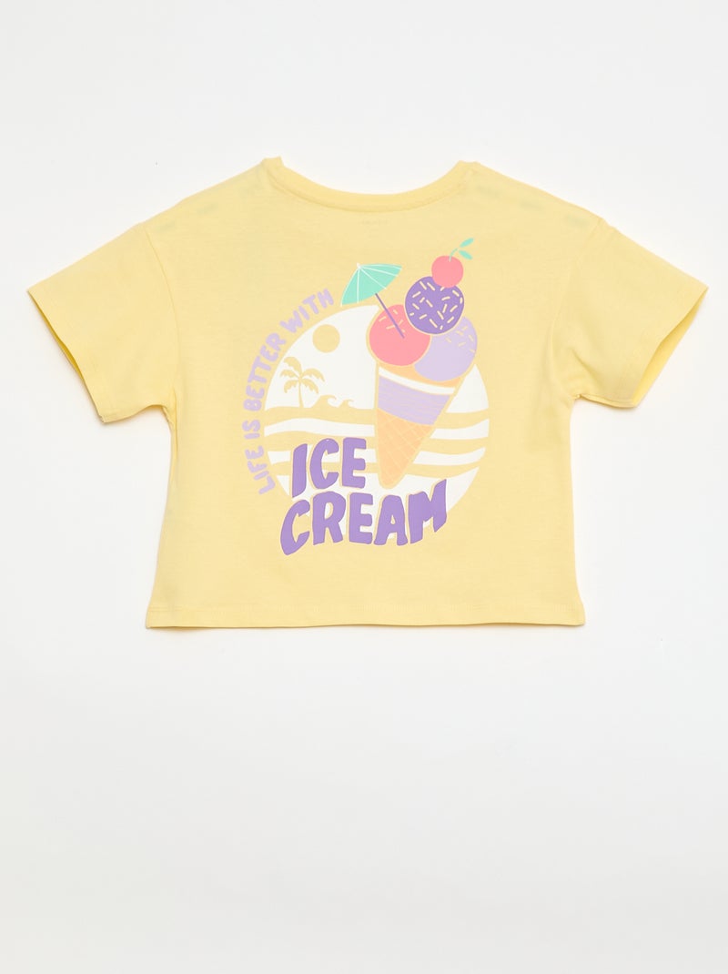 T-shirt corte folgado com estampado nas costas e no peito Amarelo - Kiabi
