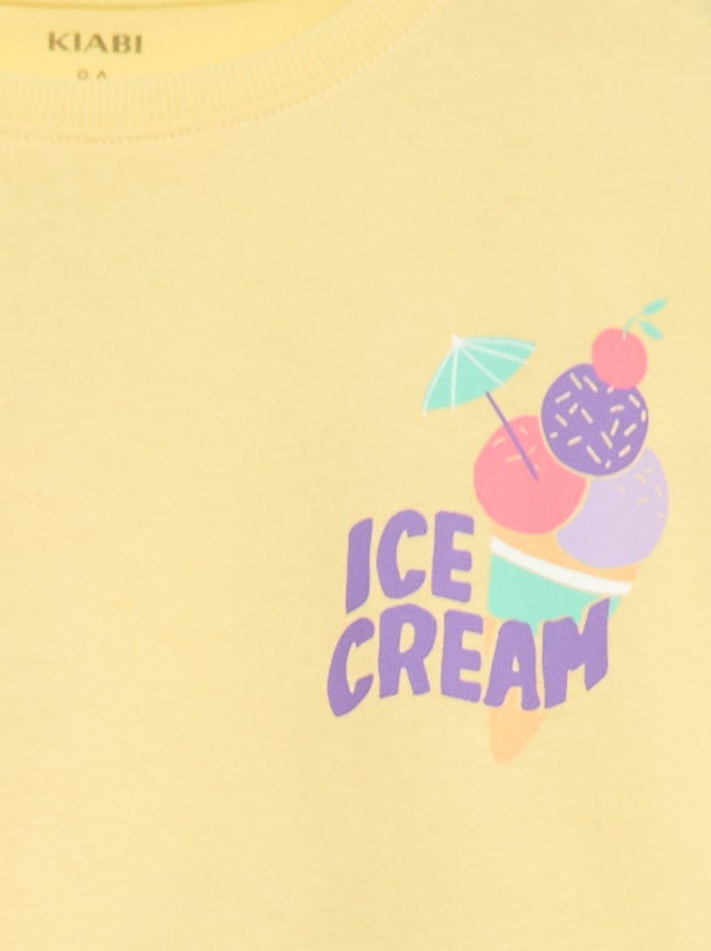 T-shirt corte folgado com estampado nas costas e no peito Amarelo - Kiabi