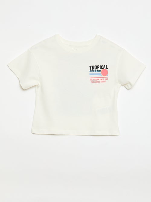 T-shirt corte folgado com estampado nas costas e no peito - Kiabi