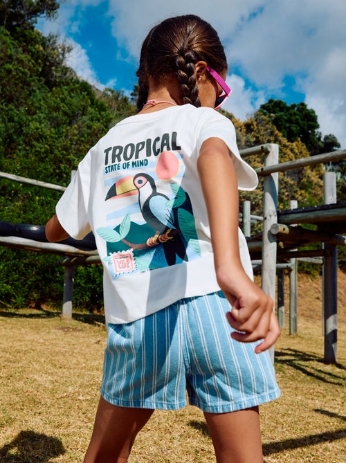 T-shirt corte folgado com estampado nas costas e no peito - Kiabi