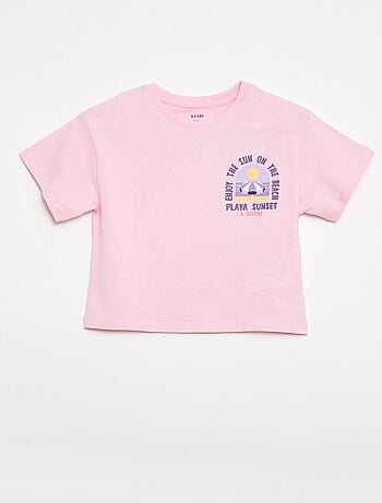 T-shirt corte folgado com estampado nas costas e no peito