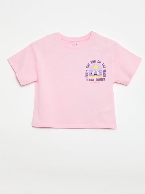 T-shirt corte folgado com estampado nas costas e no peito - Kiabi