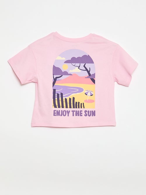 T-shirt corte folgado com estampado nas costas e no peito - Kiabi