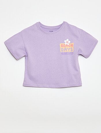 T-shirt corte folgado com estampado nas costas e no peito