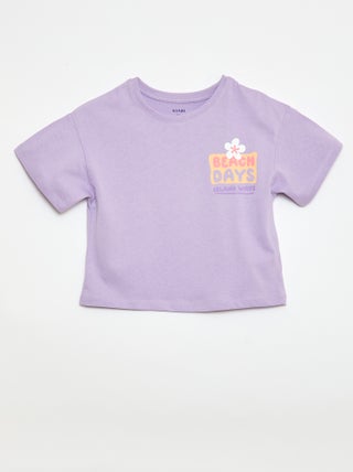 T-shirt corte folgado com estampado nas costas e no peito