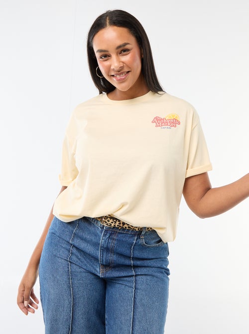 T-shirt corte oversize de manga curta - Kiabi