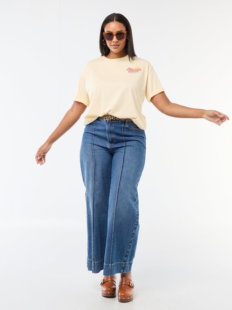 T-shirt corte oversize de manga curta Amarelo - Kiabi