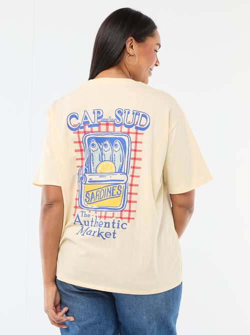 T-shirt corte oversize de manga curta - Kiabi