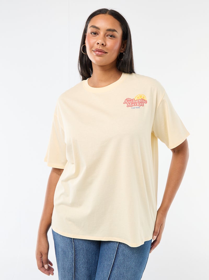 T-shirt corte oversize de manga curta Amarelo - Kiabi