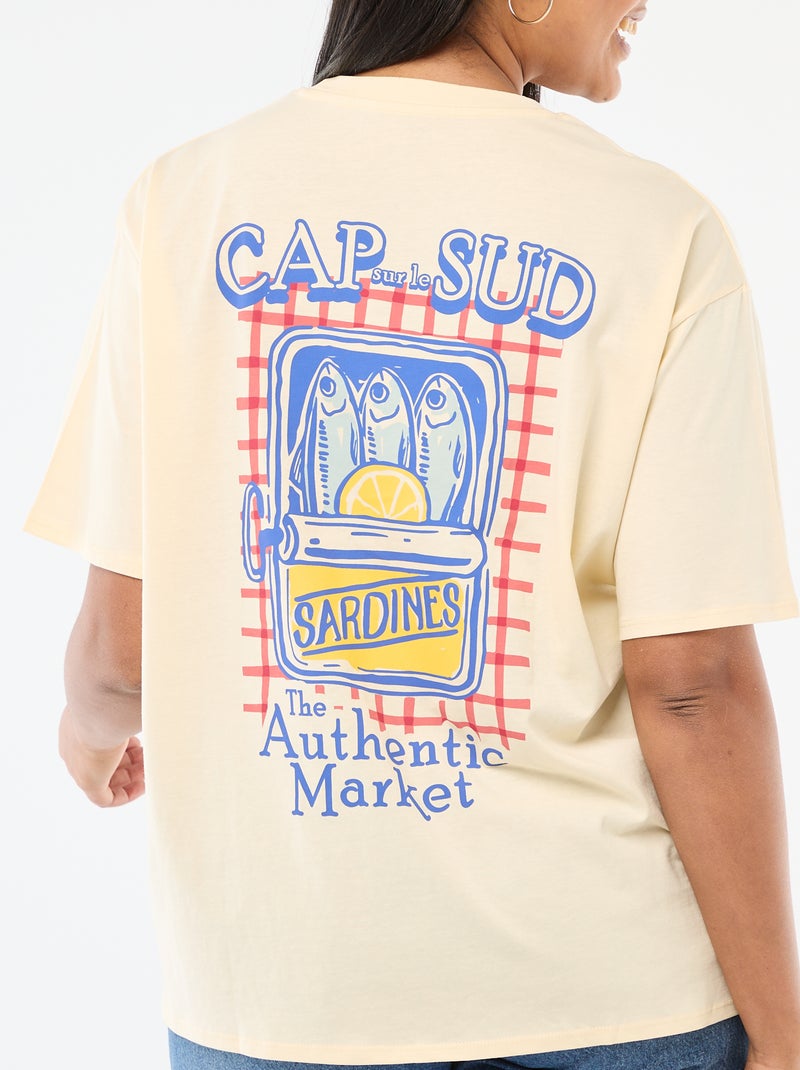 T-shirt corte oversize de manga curta Amarelo - Kiabi