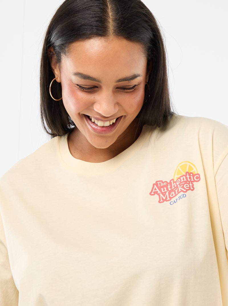 T-shirt corte oversize de manga curta Amarelo - Kiabi