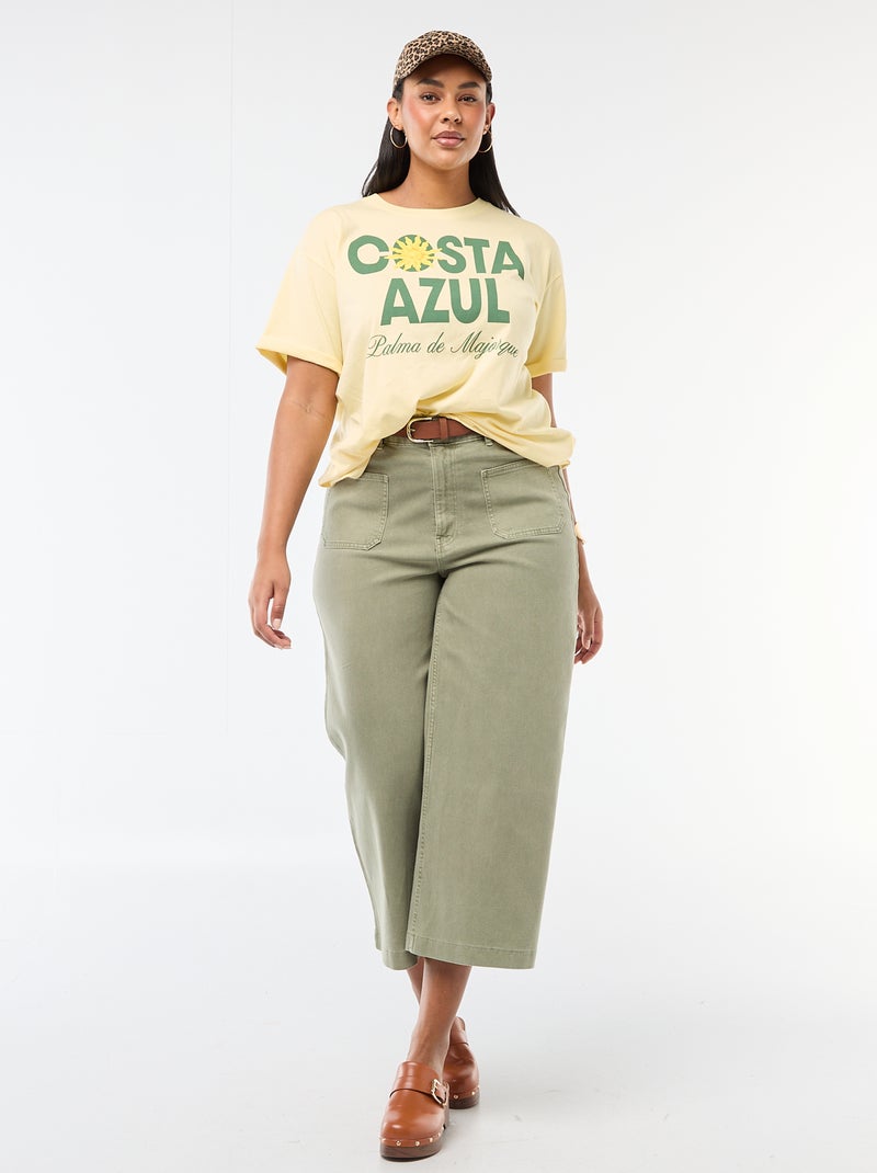 T-shirt corte oversize de manga curta Amarelo - Kiabi