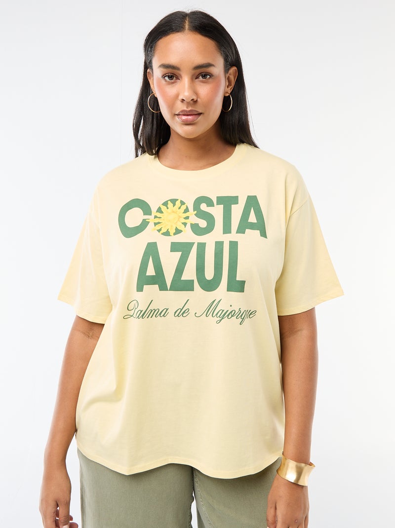 T-shirt corte oversize de manga curta Amarelo - Kiabi