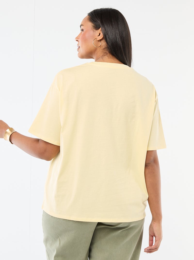 T-shirt corte oversize de manga curta Amarelo - Kiabi