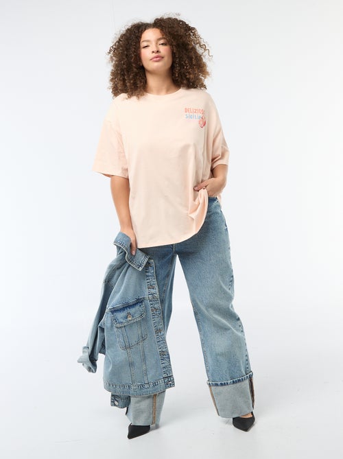 T-shirt corte oversize de manga curta - Kiabi
