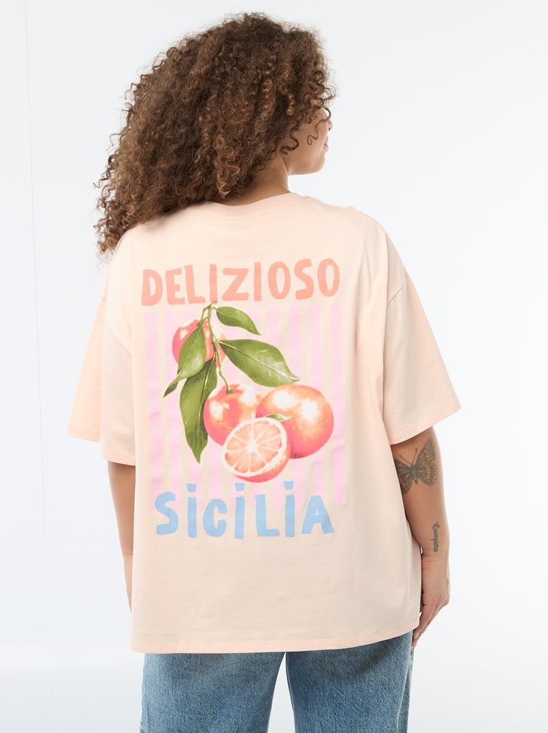 T-shirt corte oversize de manga curta Branco - Kiabi
