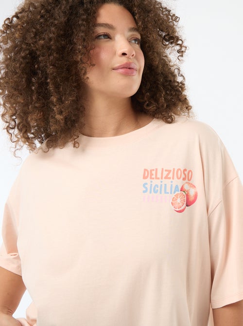 T-shirt corte oversize de manga curta - Kiabi