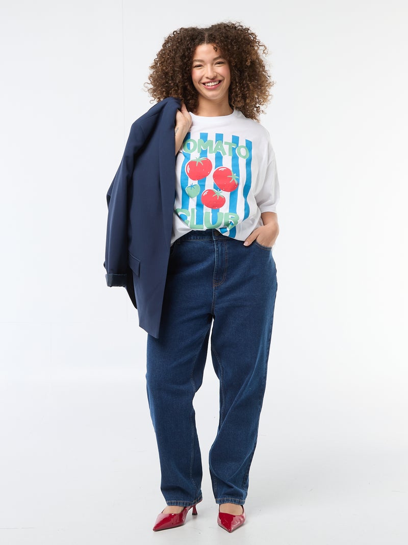 T-shirt corte oversize de manga curta Branco - Kiabi