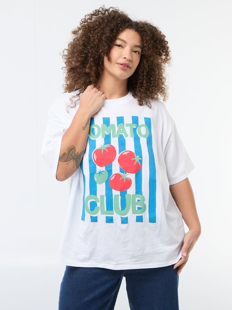 T-shirt corte oversize de manga curta Branco - Kiabi