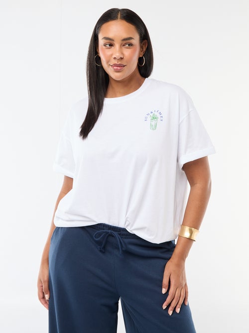 T-shirt corte oversize de manga curta - Kiabi