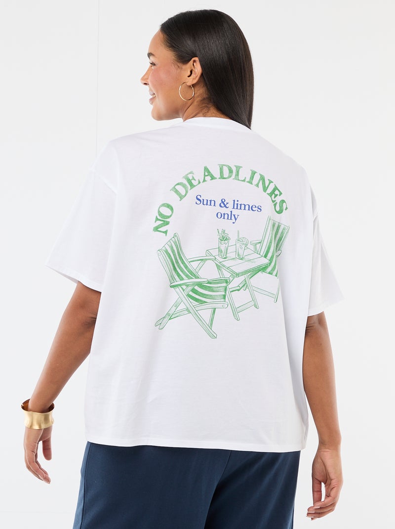 T-shirt corte oversize de manga curta Branco - Kiabi