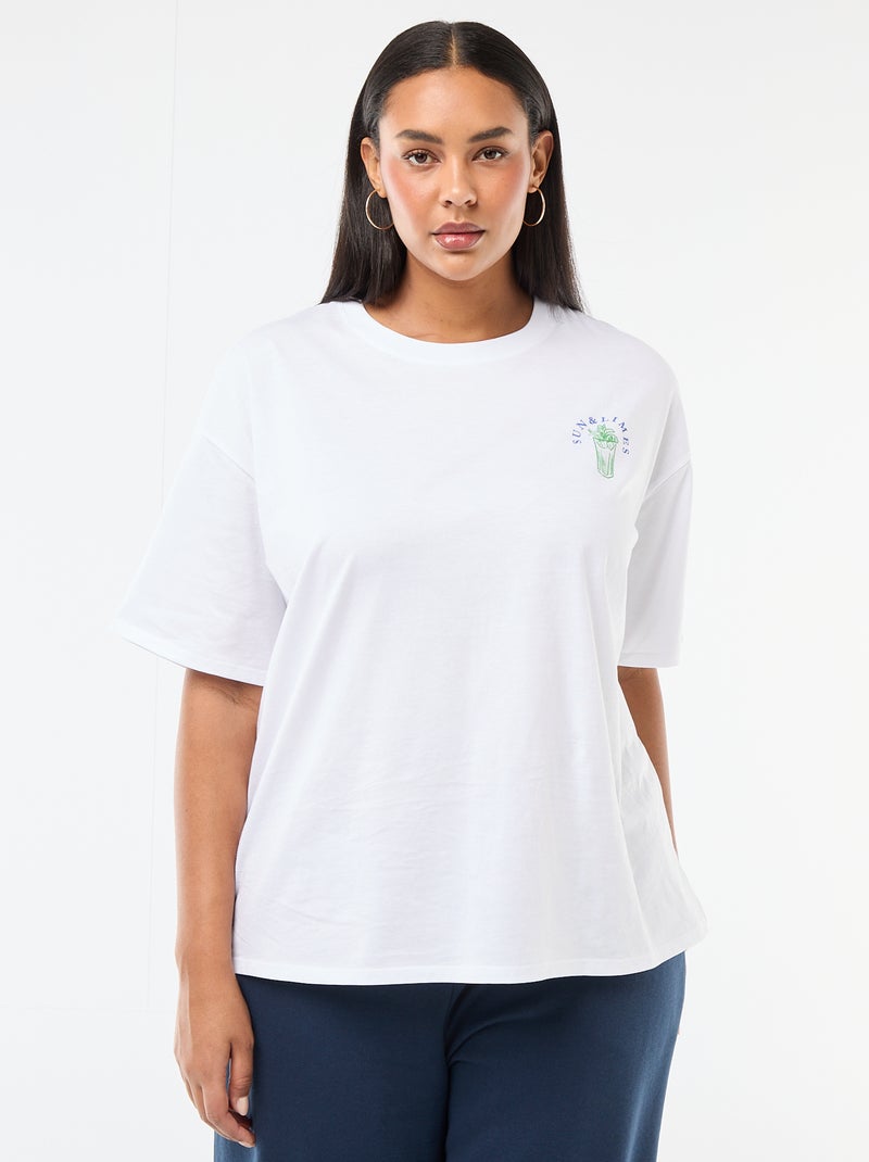 T-shirt corte oversize de manga curta Branco - Kiabi